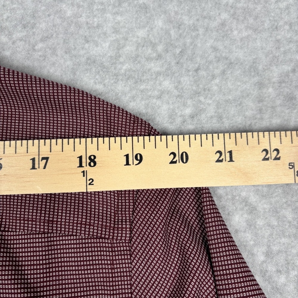 Tasso Elba Shirt Mens L Maroon & White Geometric Long Sleeve Button Up Cotton - Picture 11 of 12